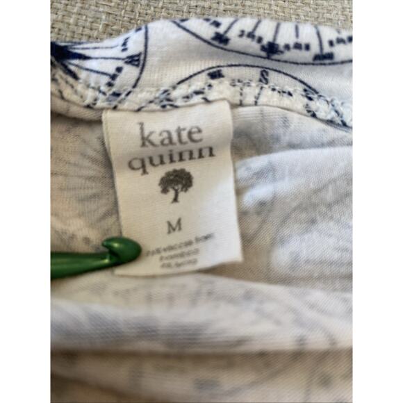 Kate Quinn Sun Starburst Top Shirt Womens M 100% Organic Cotton Button Henley - Picture 9 of 12